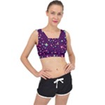 Colorful Stars Hearts Seamless Vector Pattern V-Back Sports Bra