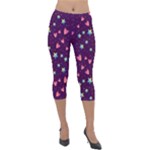 Colorful Stars Hearts Seamless Vector Pattern Lightweight Velour Capri Leggings 