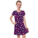 Colorful Stars Hearts Seamless Vector Pattern Kids  Cross Web Dress