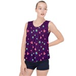 Colorful Stars Hearts Seamless Vector Pattern Bubble Hem Chiffon Tank Top