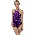 Colorful Stars Hearts Seamless Vector Pattern Go with the Flow One Piece Swimsuit