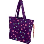 Colorful Stars Hearts Seamless Vector Pattern Drawstring Tote Bag