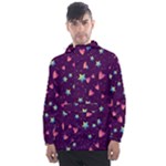 Colorful Stars Hearts Seamless Vector Pattern Men s Front Pocket Pullover Windbreaker