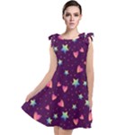 Colorful Stars Hearts Seamless Vector Pattern Tie Up Tunic Dress