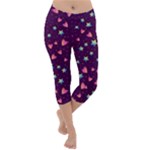 Colorful Stars Hearts Seamless Vector Pattern Lightweight Velour Capri Yoga Leggings