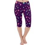 Colorful Stars Hearts Seamless Vector Pattern Lightweight Velour Cropped Yoga Leggings
