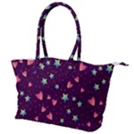 Colorful Stars Hearts Seamless Vector Pattern Canvas Shoulder Bag
