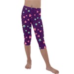 Colorful Stars Hearts Seamless Vector Pattern Kids  Lightweight Velour Capri Leggings 