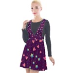 Colorful Stars Hearts Seamless Vector Pattern Plunge Pinafore Velour Dress