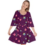 Colorful Stars Hearts Seamless Vector Pattern Velour Kimono Dress