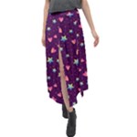 Colorful Stars Hearts Seamless Vector Pattern Velour Split Maxi Skirt