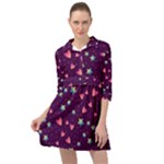 Colorful Stars Hearts Seamless Vector Pattern Mini Skater Shirt Dress