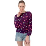 Colorful Stars Hearts Seamless Vector Pattern Banded Bottom Chiffon Top