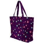 Colorful Stars Hearts Seamless Vector Pattern Zip Up Canvas Bag