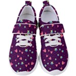 Colorful Stars Hearts Seamless Vector Pattern Women s Velcro Strap Shoes