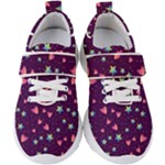 Colorful Stars Hearts Seamless Vector Pattern Kids  Velcro Strap Shoes