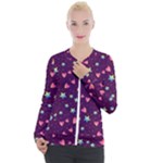 Colorful Stars Hearts Seamless Vector Pattern Casual Zip Up Jacket