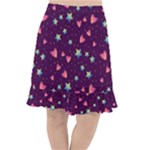 Colorful Stars Hearts Seamless Vector Pattern Fishtail Chiffon Skirt