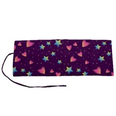 Colorful Stars Hearts Seamless Vector Pattern Roll Up Canvas Pencil Holder (S) from ArtsNow.com