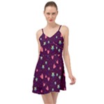 Colorful Stars Hearts Seamless Vector Pattern Summer Time Chiffon Dress