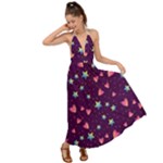 Colorful Stars Hearts Seamless Vector Pattern Backless Maxi Beach Dress