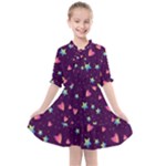 Colorful Stars Hearts Seamless Vector Pattern Kids  All Frills Chiffon Dress
