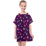 Colorful Stars Hearts Seamless Vector Pattern Kids  One Piece Chiffon Dress