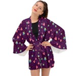 Colorful Stars Hearts Seamless Vector Pattern Long Sleeve Kimono