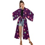 Colorful Stars Hearts Seamless Vector Pattern Maxi Kimono