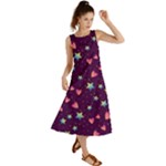 Colorful Stars Hearts Seamless Vector Pattern Summer Maxi Dress