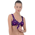 Colorful Stars Hearts Seamless Vector Pattern Front Tie Bikini Top