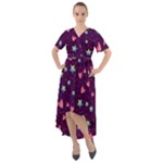 Colorful Stars Hearts Seamless Vector Pattern Front Wrap High Low Dress