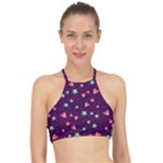 Colorful Stars Hearts Seamless Vector Pattern Halter Bikini Top