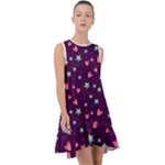 Colorful Stars Hearts Seamless Vector Pattern Frill Swing Dress