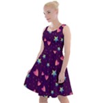 Colorful Stars Hearts Seamless Vector Pattern Knee Length Skater Dress