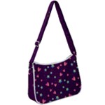 Colorful Stars Hearts Seamless Vector Pattern Zip Up Shoulder Bag