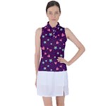 Colorful Stars Hearts Seamless Vector Pattern Women s Sleeveless Polo T-Shirt