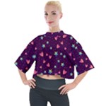 Colorful Stars Hearts Seamless Vector Pattern Mock Neck T-Shirt