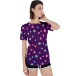 Colorful Stars Hearts Seamless Vector Pattern Perpetual Short Sleeve T-Shirt