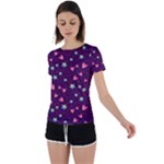 Colorful Stars Hearts Seamless Vector Pattern Back Circle Cutout Sports T-Shirt