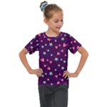 Colorful Stars Hearts Seamless Vector Pattern Kids  Mesh Piece T-Shirt