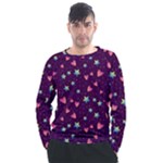 Colorful Stars Hearts Seamless Vector Pattern Men s Long Sleeve Raglan T-Shirt