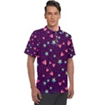 Colorful Stars Hearts Seamless Vector Pattern Men s Polo T-Shirt