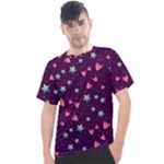 Colorful Stars Hearts Seamless Vector Pattern Men s Sport Top