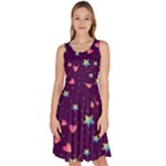 Colorful Stars Hearts Seamless Vector Pattern Knee Length Skater Dress With Pockets
