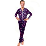 Colorful Stars Hearts Seamless Vector Pattern Kids  Satin Long Sleeve Pajamas Set