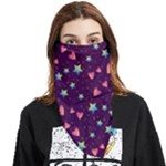Colorful Stars Hearts Seamless Vector Pattern Face Covering Bandana (Triangle)