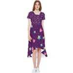 Colorful Stars Hearts Seamless Vector Pattern High Low Boho Dress