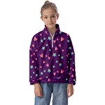 Colorful Stars Hearts Seamless Vector Pattern Kids  Half Zip Hoodie