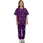 Colorful Stars Hearts Seamless Vector Pattern Kids  T-Shirt and Pants Sports Set